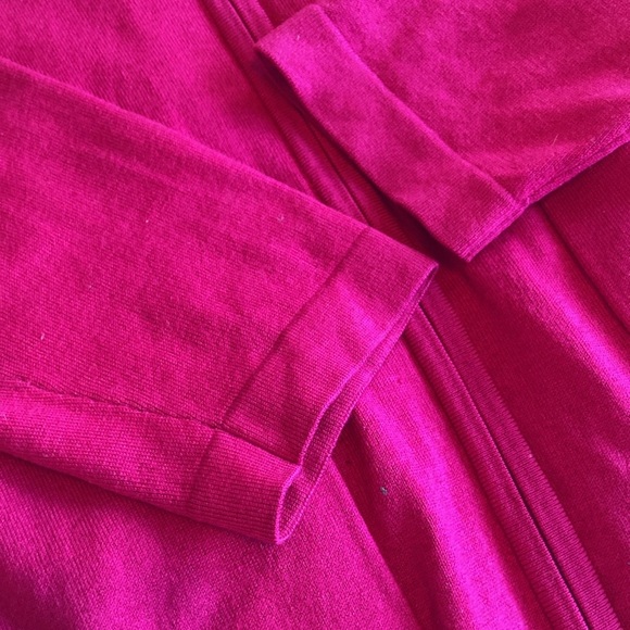 Chico's Platinum Barbie Pink Silk Cashmere Blend Full Zip Hoodie Size 2 = L - Picture 7 of 8
